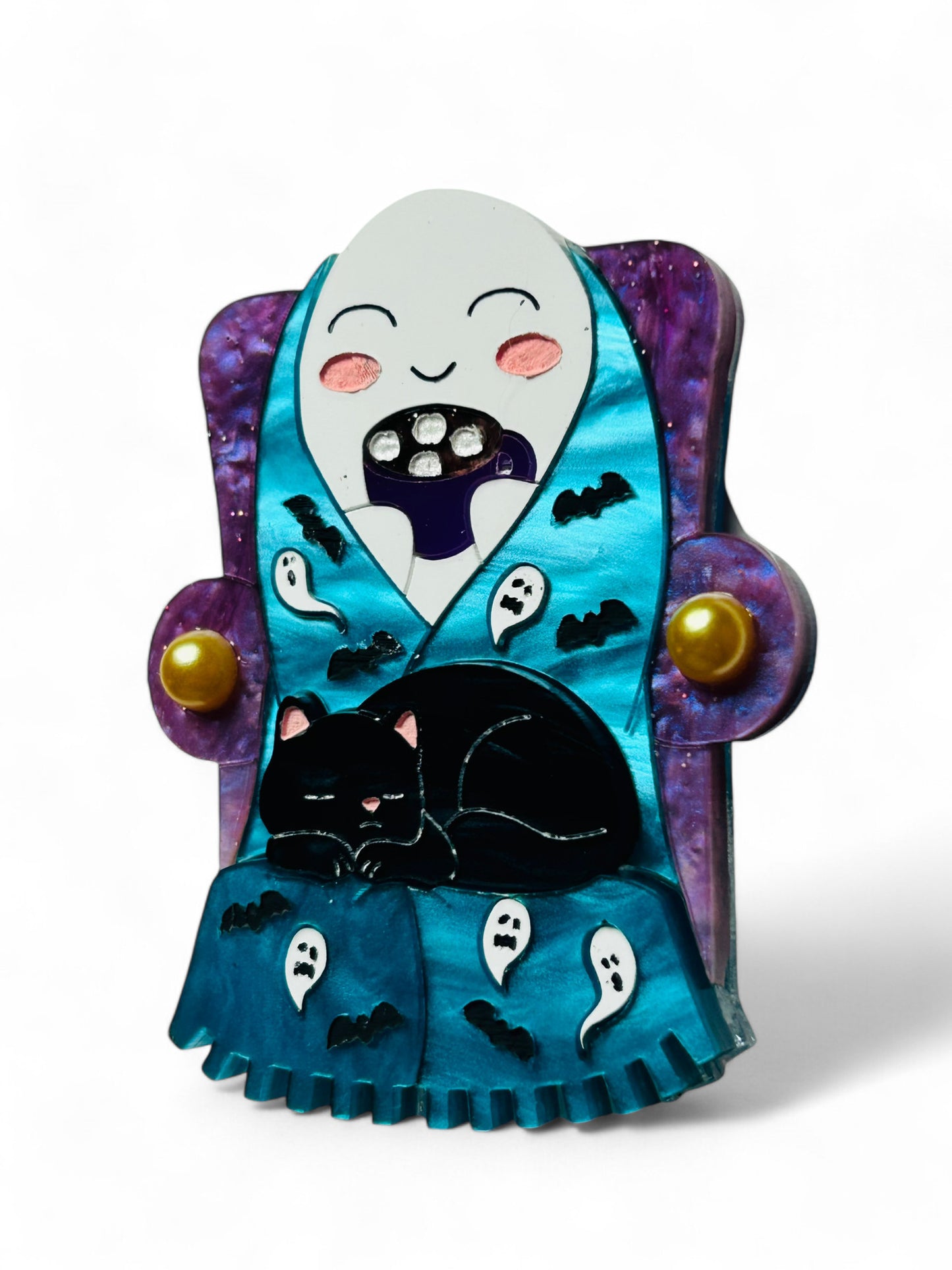 Vita da Fantasma - Fantasma Rilassato con Gatto e Tazza Marshmallows