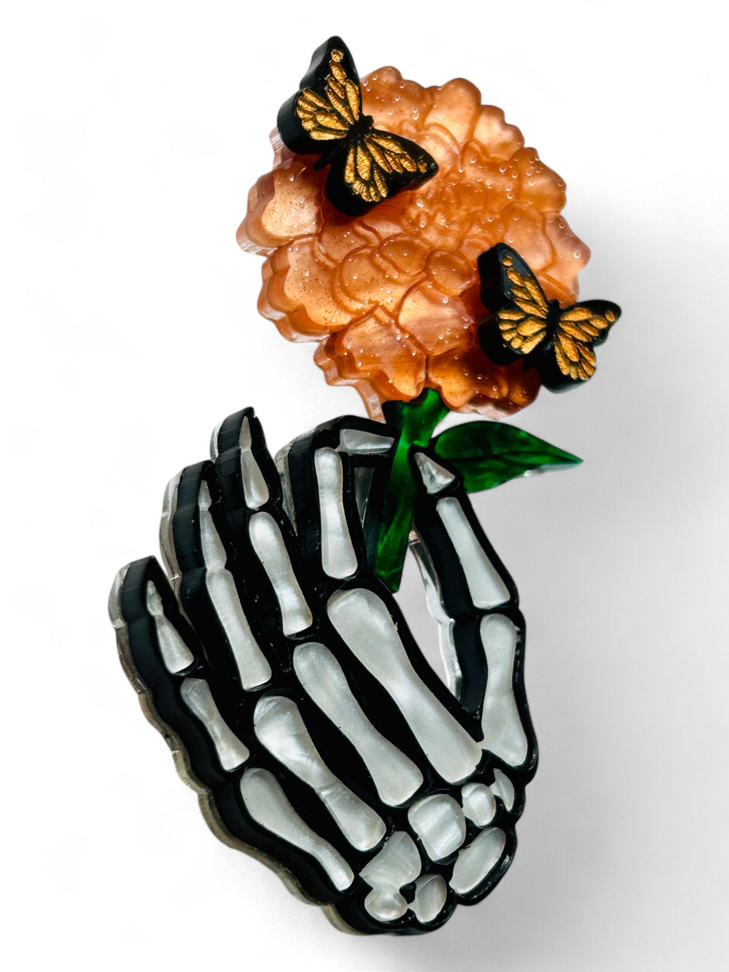 Dia de Los Muertos - Mano Scheletro Con Fiore di Calendula