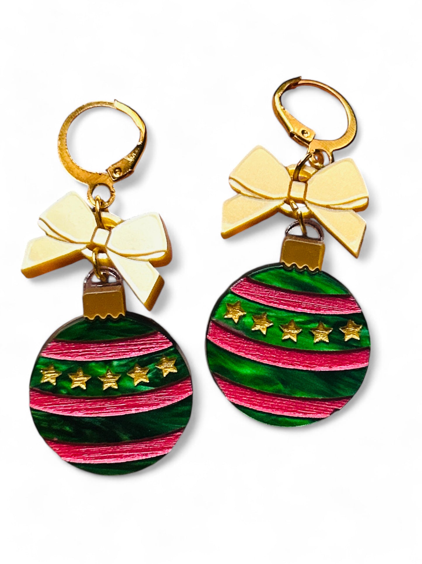 NEW! Orecchini "I PICCOLINI" - Palline Natalizie - Pallina Verde a Strisce