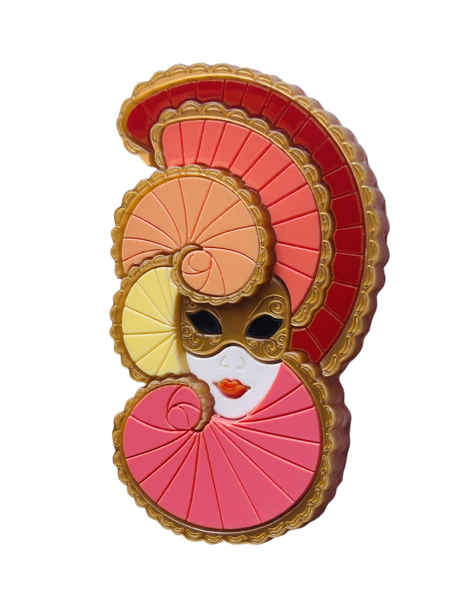 Maschere Veneziane: Maschera Donna con Doppio Ventaglio Rosso