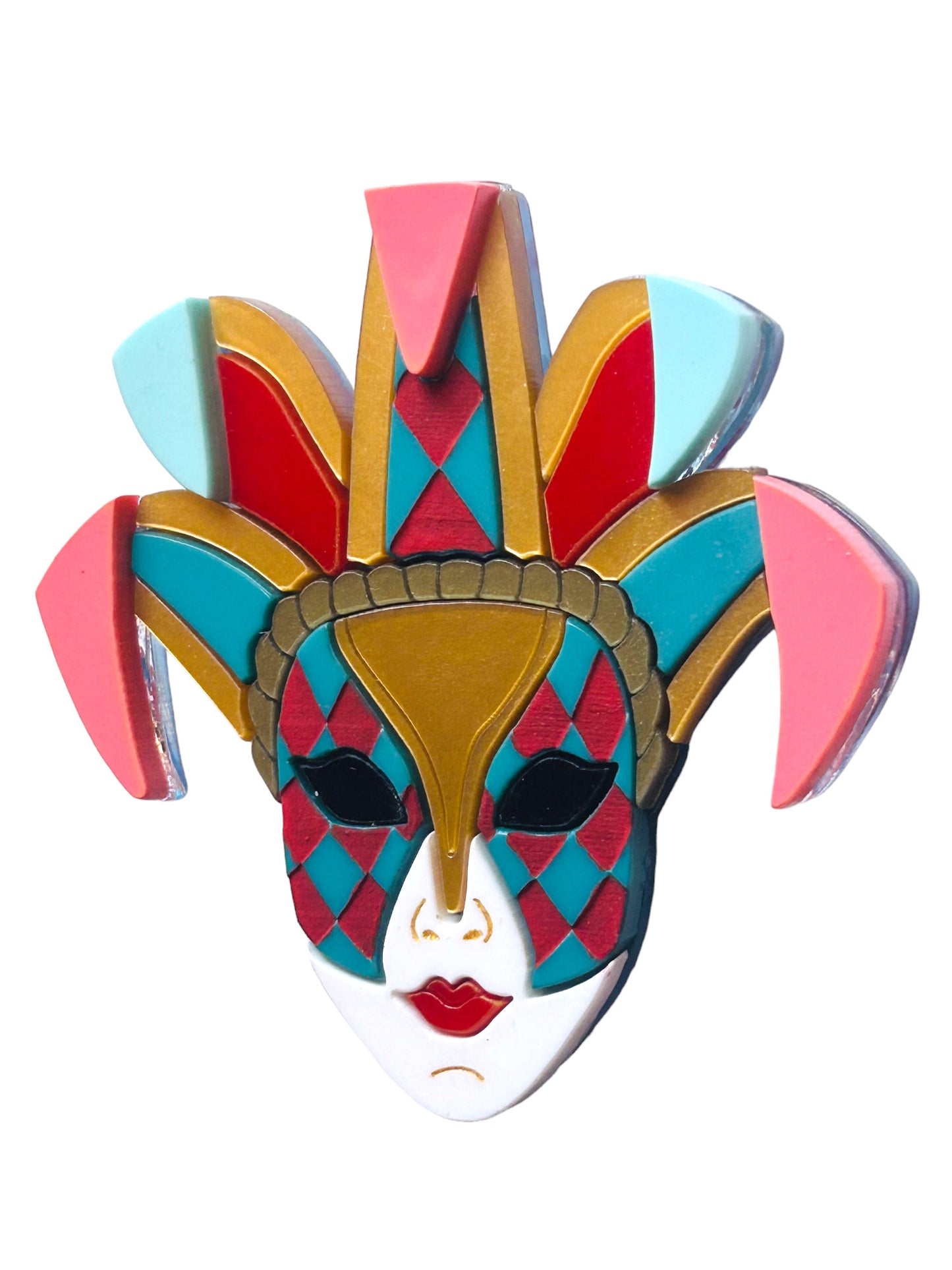 Maschere Veneziane: Maschera Joker Donna Rossa