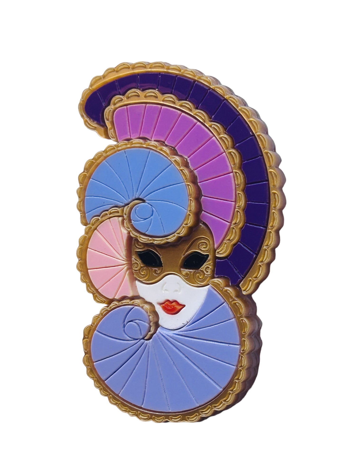 Maschere Veneziane: Maschera Donna con Doppio Ventaglio Viola