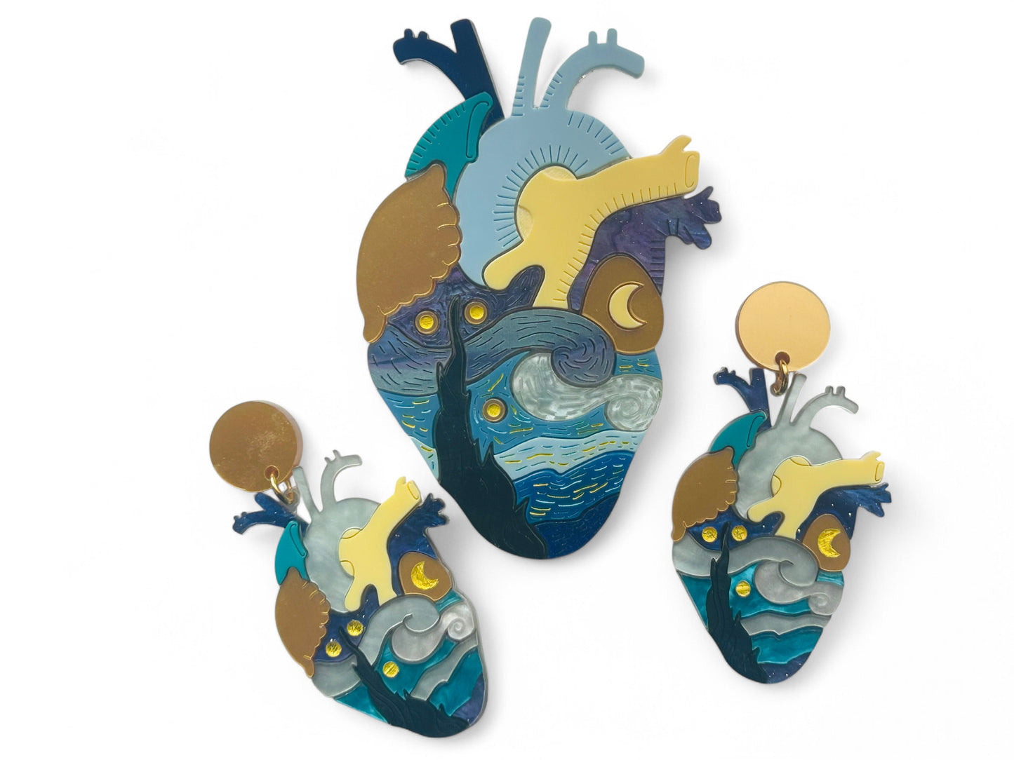 Cuori Anatomici - Orecchini Notte Stellata