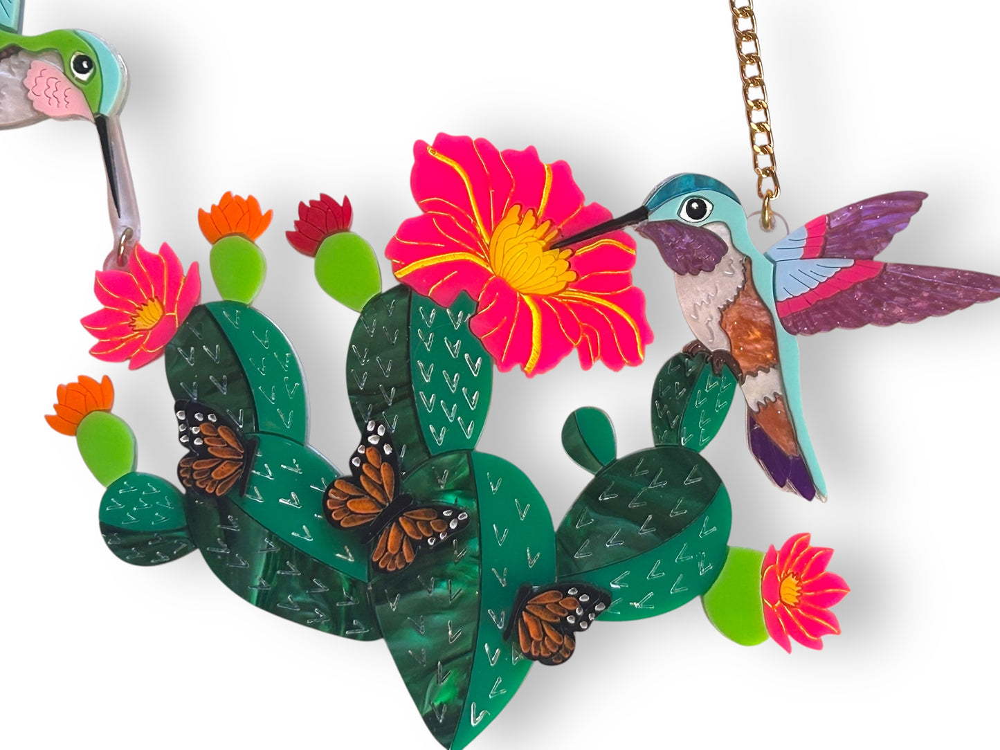 Mexico Lindo Y Querido - Collana Cactus con Colibrì