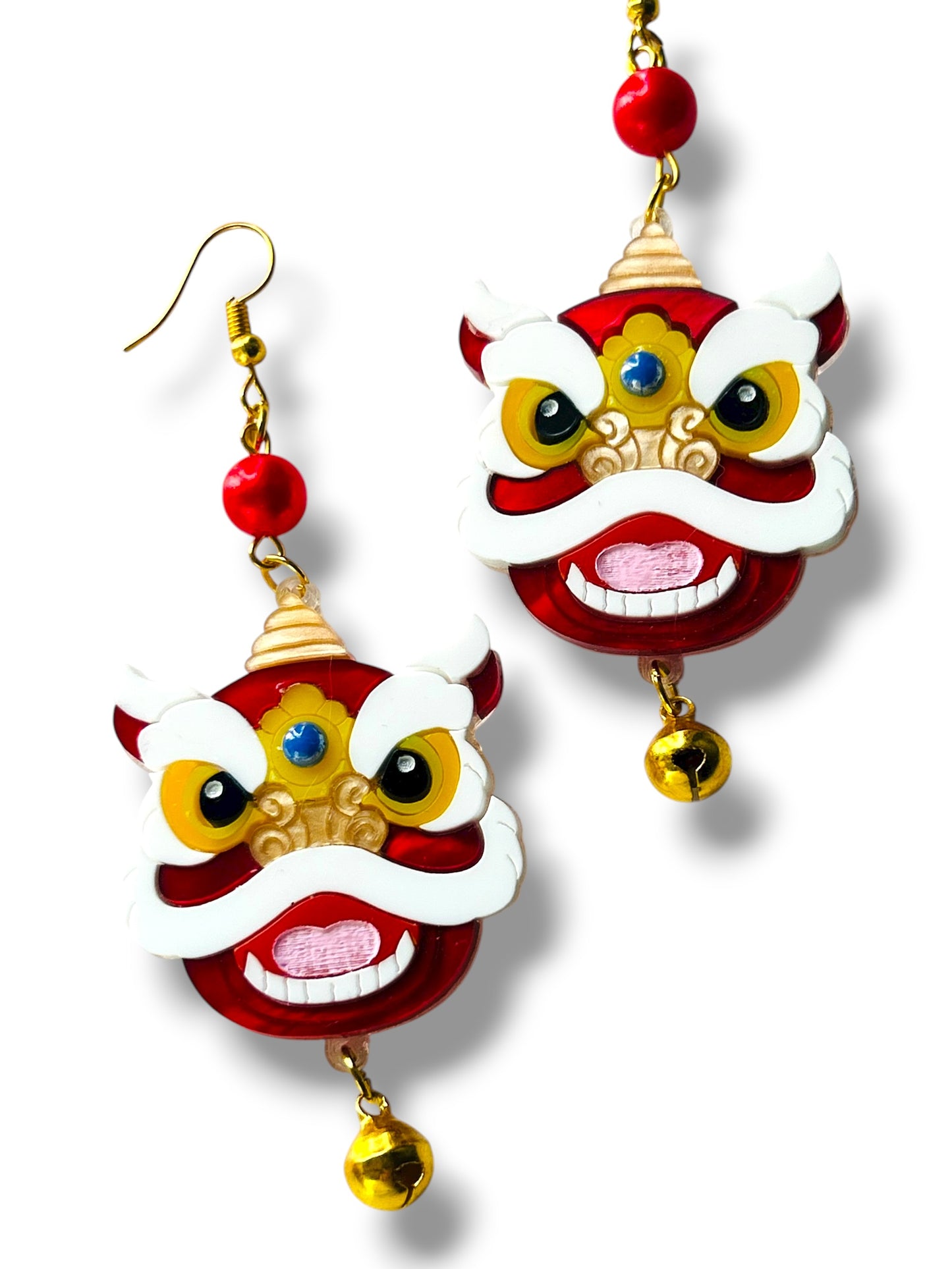 Echo Of The East - Red Chinese Lion Head Brooch