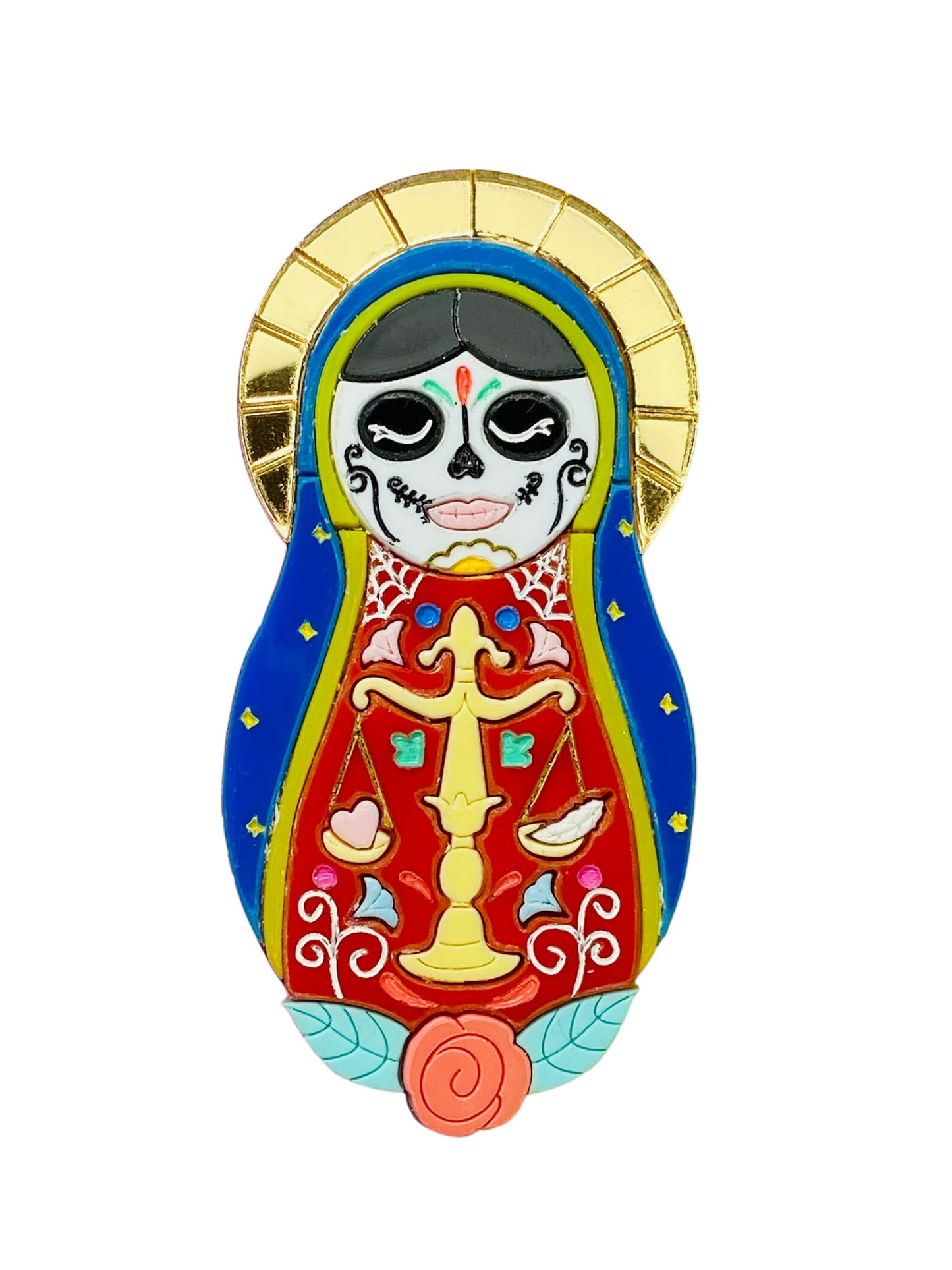 Dia De Los Muertos - Russian Doll Sante Muerte con Bilancia/Clessidra