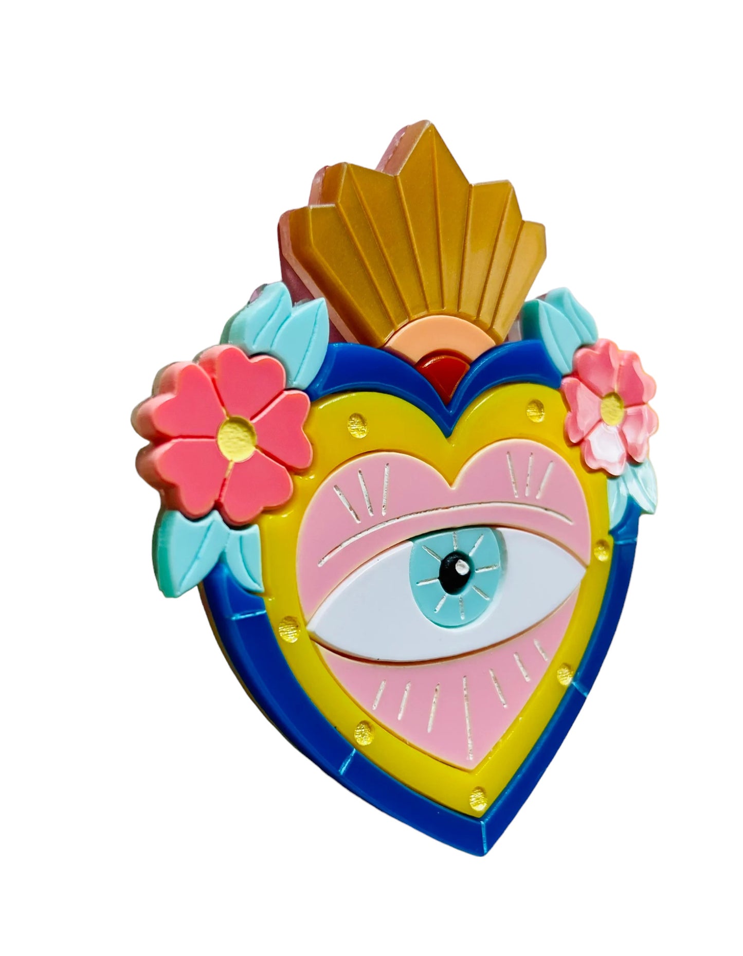 Arte Messicana - Cuore Occhio con Fiori