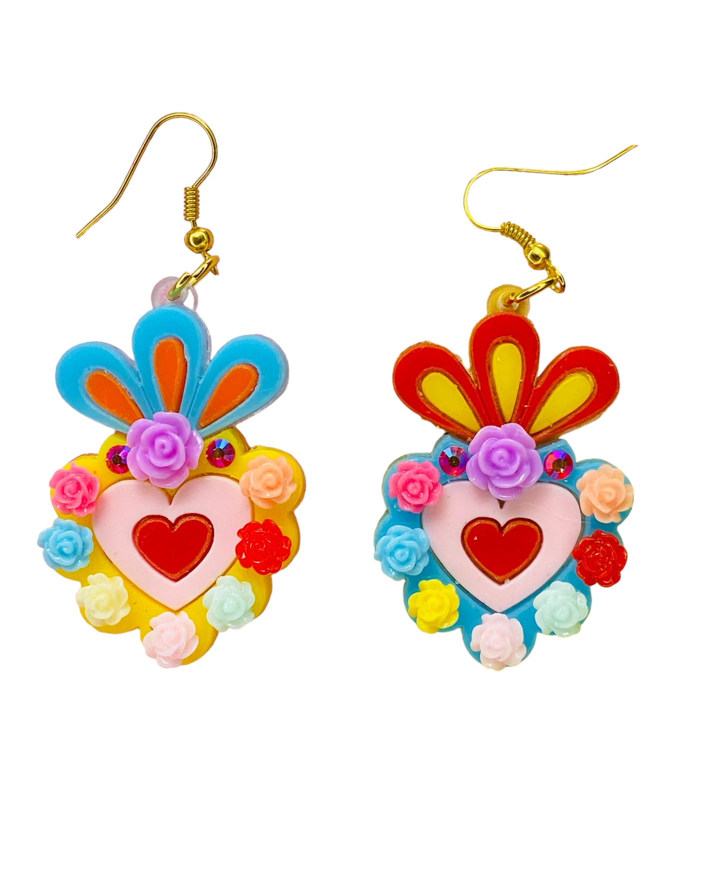 Dia de Los Muertos - Orecchini Cuore con Fiori
