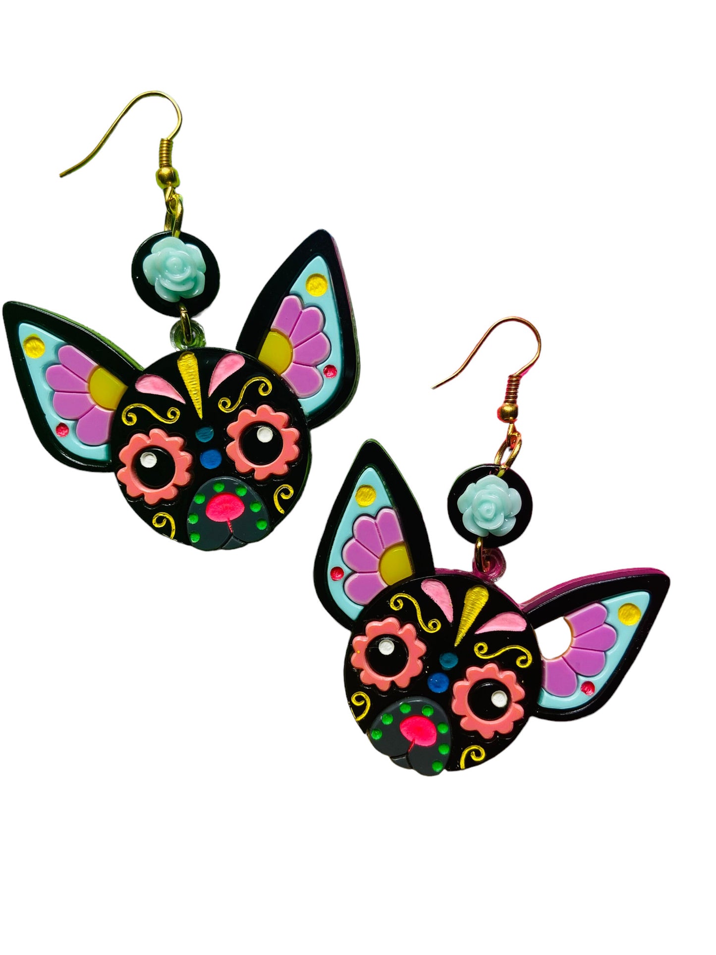 Dia De Los Muertos - Calavera Chihuahua Orecchini + Spilla