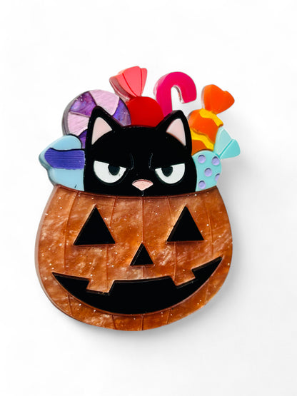 Halloween - Gatto Arrabbiato Nascosto nella Zucca