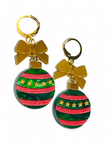 NEW! Orecchini "I PICCOLINI" - Palline Natalizie - Pallina Verde a Strisce