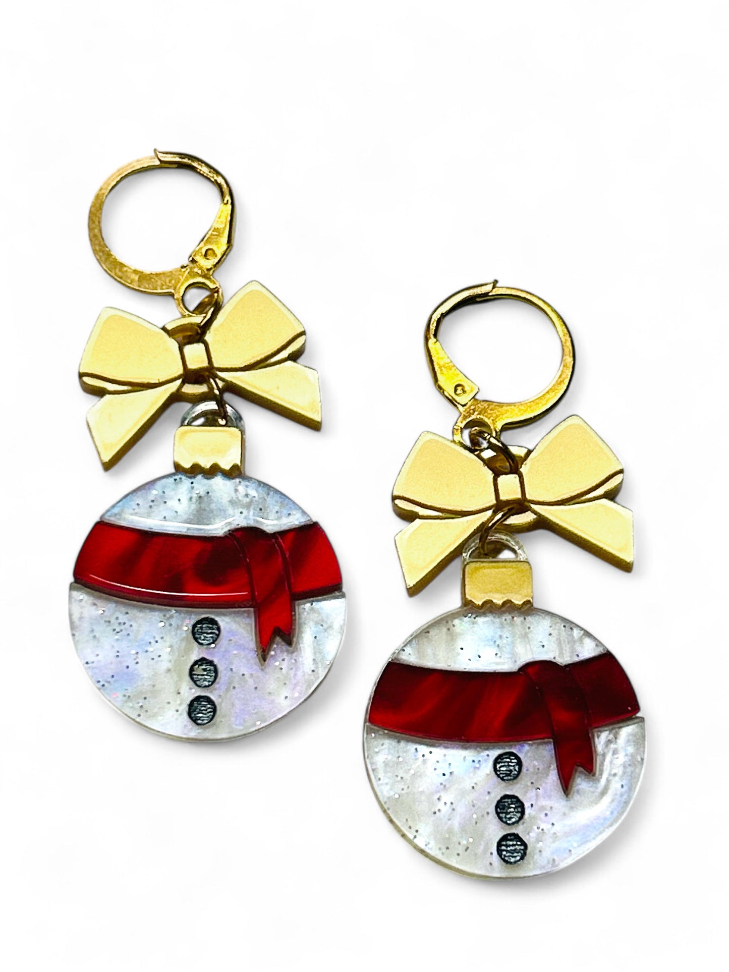 NEW! Orecchini "I PICCOLINI" - Palline Natalizie - Pupazzo di Neve con Fiocco