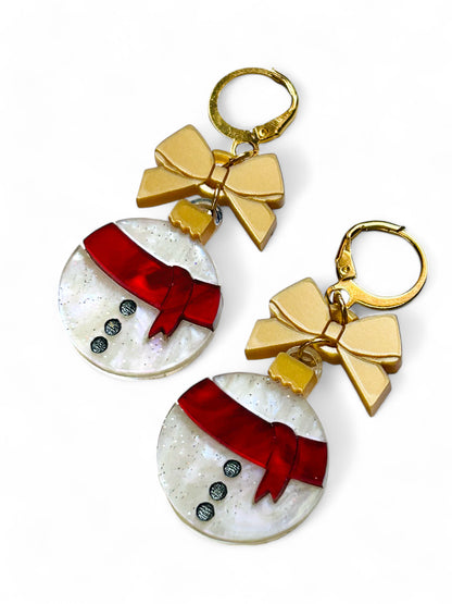 NEW! Orecchini "I PICCOLINI" - Palline Natalizie - Pupazzo di Neve con Fiocco