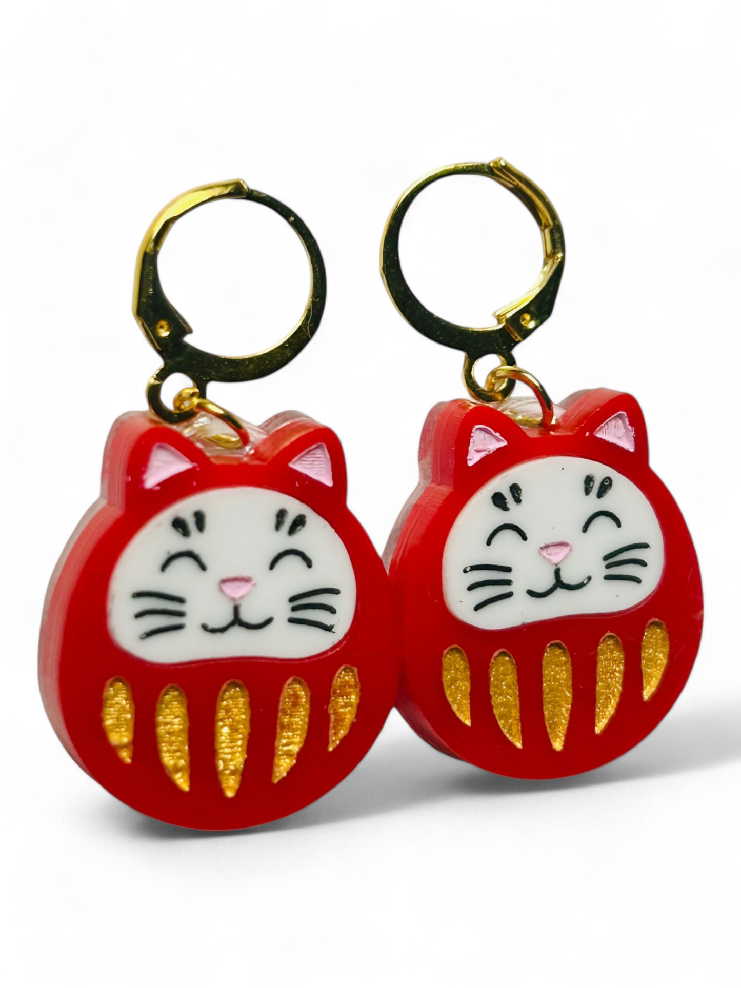NEW! Orecchini "I PICCOLINI" - Mini Daruma Doll Gatto Porta Fortuna ( Più Colori Disponibili)