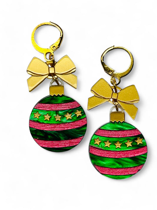 NEW! Orecchini "I PICCOLINI" - Palline Natalizie - Pallina Verde a Strisce