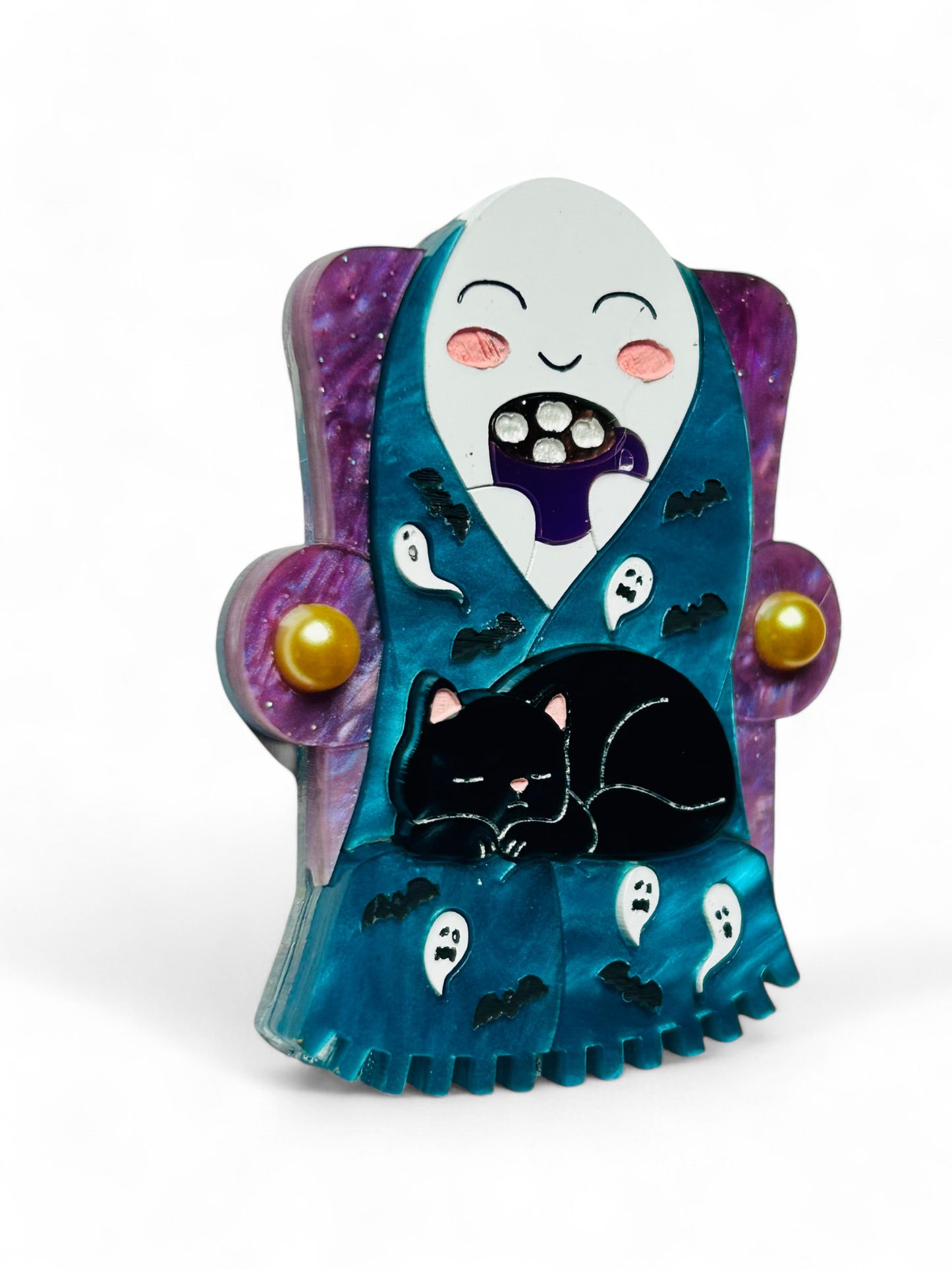 Vita da Fantasma - Fantasma Rilassato con Gatto e Tazza Marshmallows