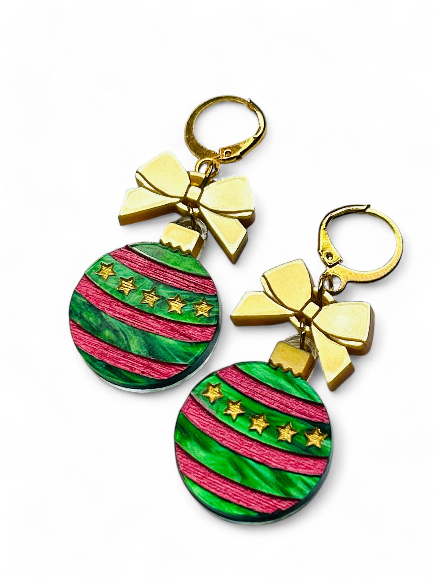 NEW! Orecchini "I PICCOLINI" - Palline Natalizie - Pallina Verde a Strisce