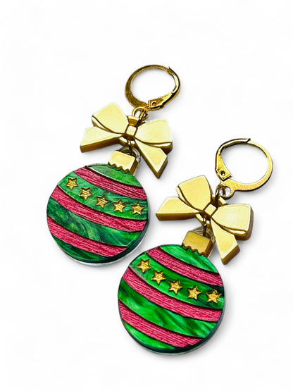 NEW! Orecchini "I PICCOLINI" - Palline Natalizie - Pallina Verde a Strisce