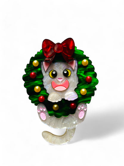 Meowy Christmas - Gatto Incastrato nella Ghirlanda Natalizia