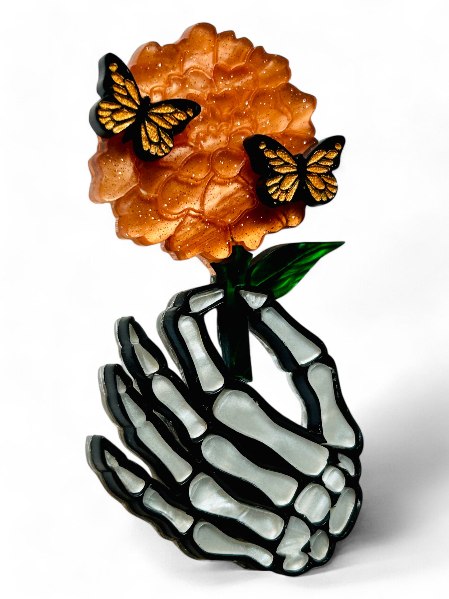Dia de Los Muertos - Mano Scheletro Con Fiore di Calendula