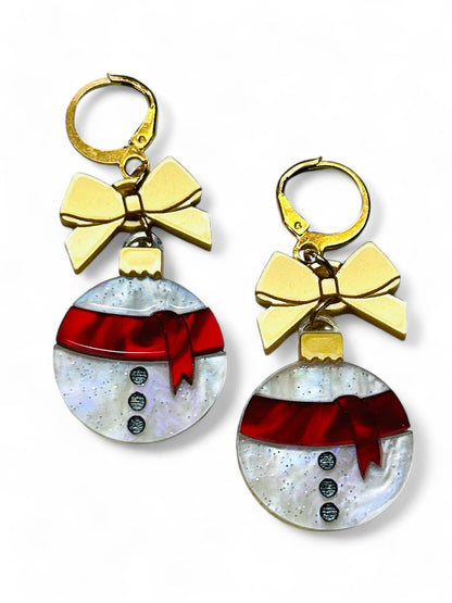 NEW! Orecchini "I PICCOLINI" - Palline Natalizie - Pupazzo di Neve con Fiocco