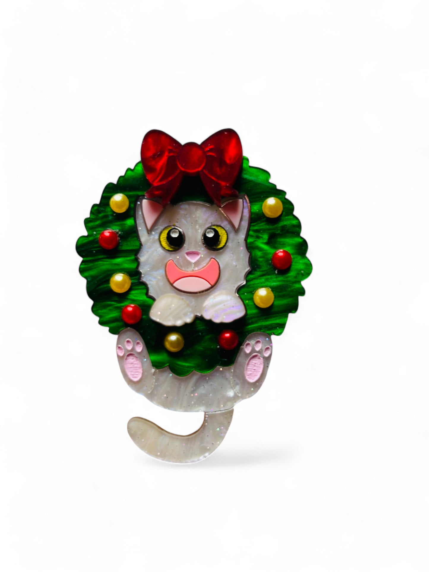 Meowy Christmas - Gatto Incastrato nella Ghirlanda Natalizia