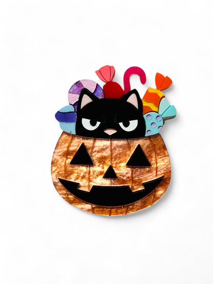 Halloween - Gatto Arrabbiato Nascosto nella Zucca