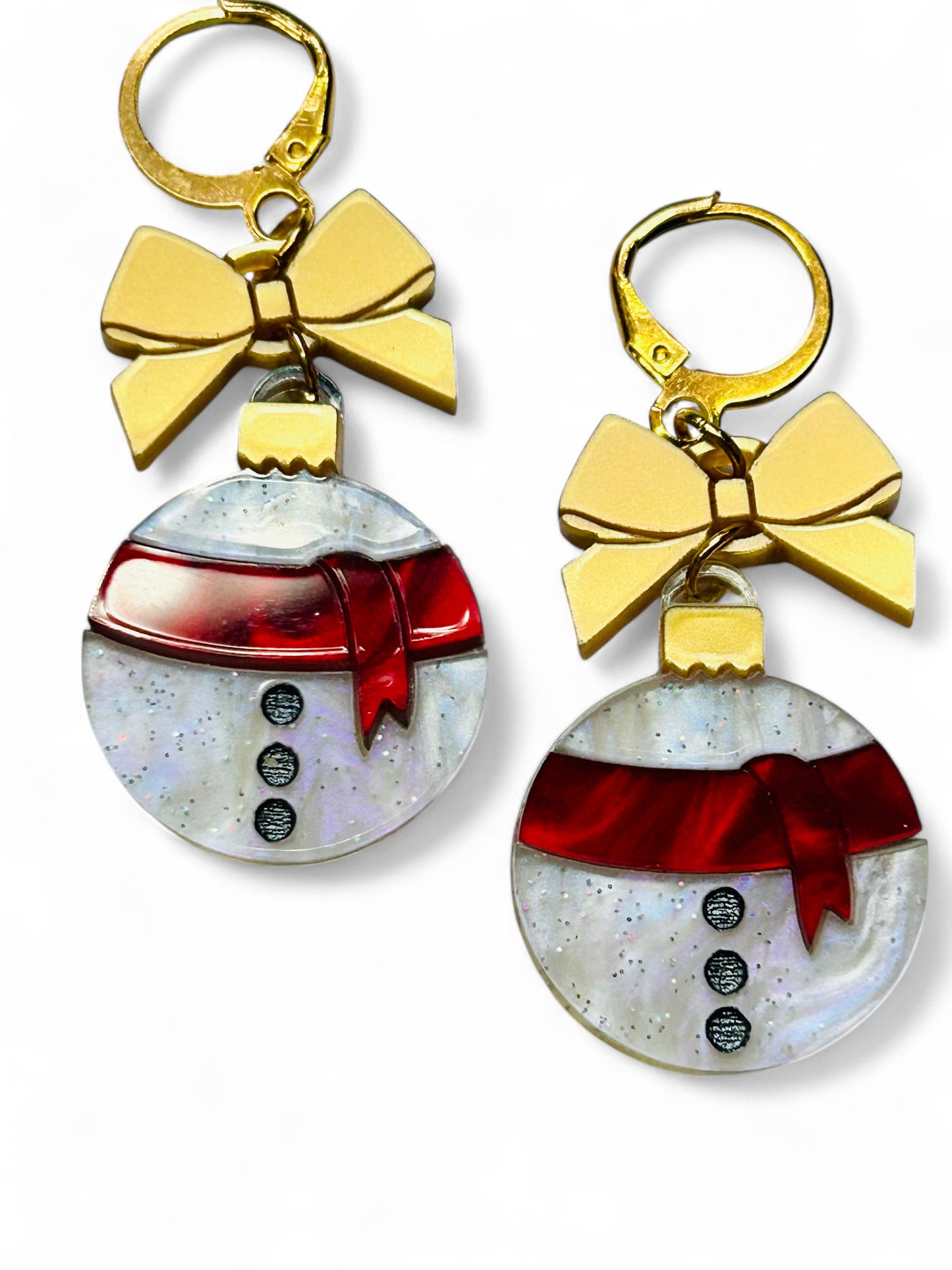 NEW! Orecchini "I PICCOLINI" - Palline Natalizie - Pupazzo di Neve con Fiocco