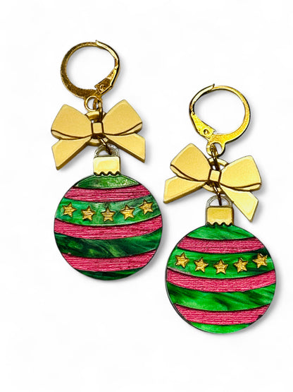NEW! Orecchini "I PICCOLINI" - Palline Natalizie - Pallina Verde a Strisce