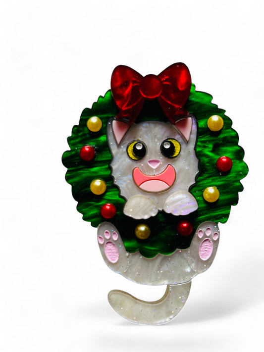 Meowy Christmas - Gatto Incastrato nella Ghirlanda Natalizia