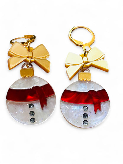 NEW! Orecchini "I PICCOLINI" - Palline Natalizie - Pupazzo di Neve con Fiocco