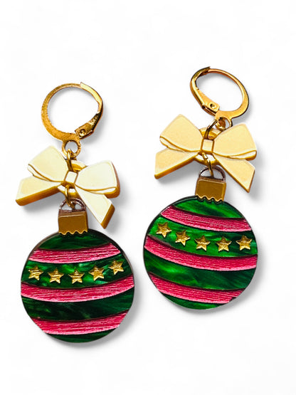NEW! Orecchini "I PICCOLINI" - Palline Natalizie - Pallina Verde a Strisce