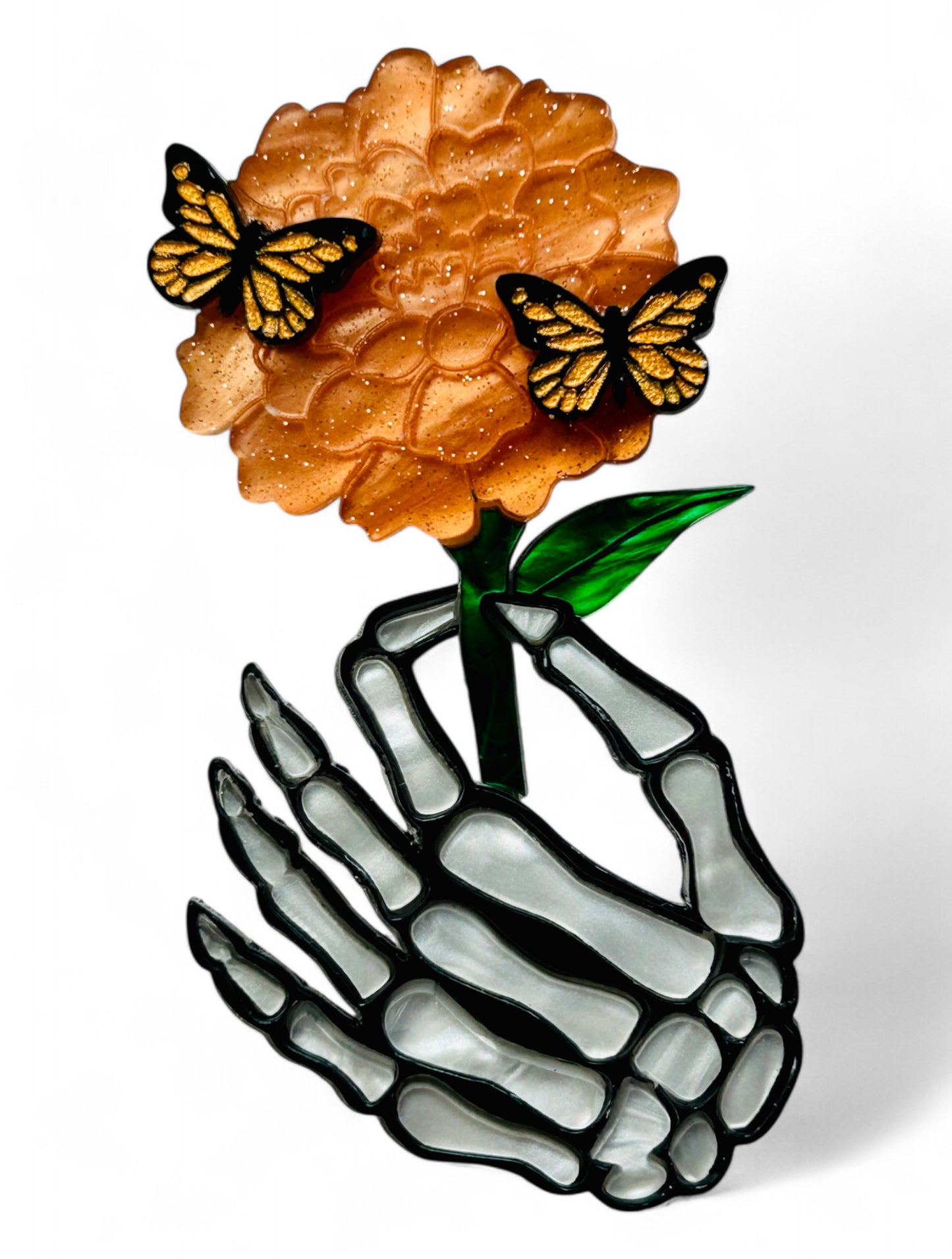 Dia de Los Muertos - Mano Scheletro Con Fiore di Calendula