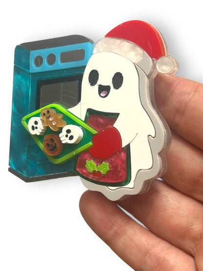 Spooky Christmas  - Spilla Fantasma che Prepara i Biscotti nel Forno