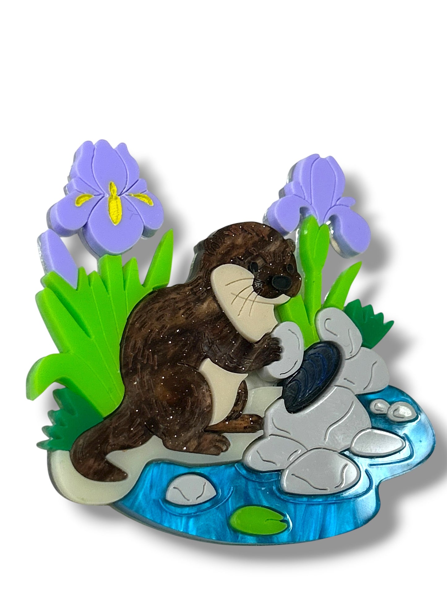A Quiet Life - Spilla Lontra con Conchiglia e Fiori