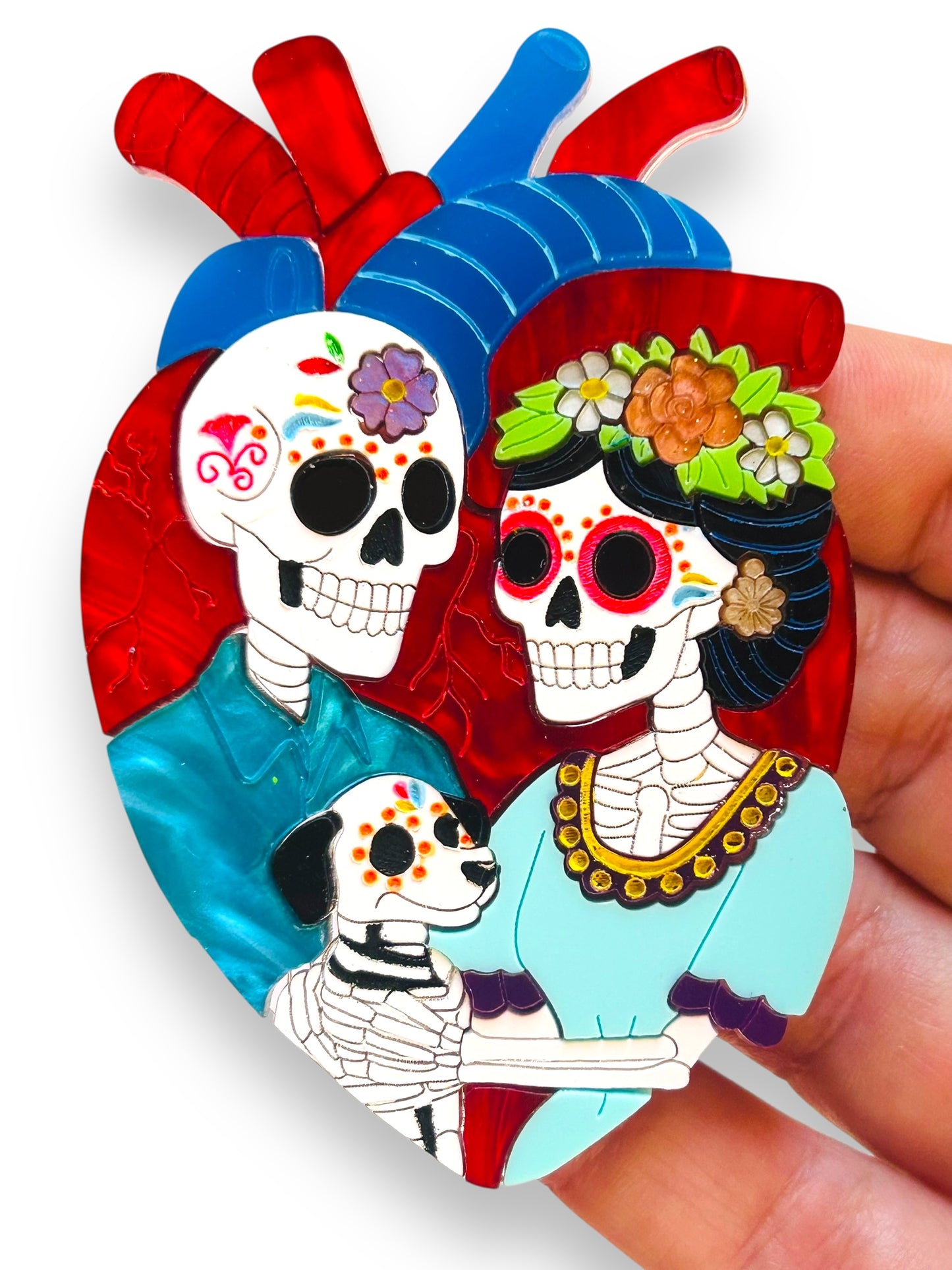 Mexico Lindo Y Querido - Spilla Cuore Anatomico Calaveras con Cane