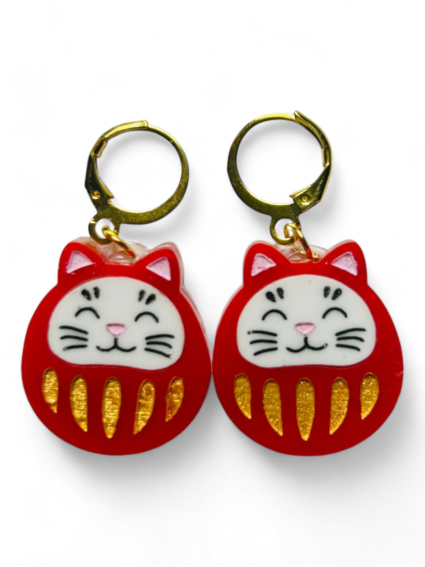 NEW! Orecchini "I PICCOLINI" - Mini Daruma Doll Gatto Porta Fortuna ( Più Colori Disponibili)