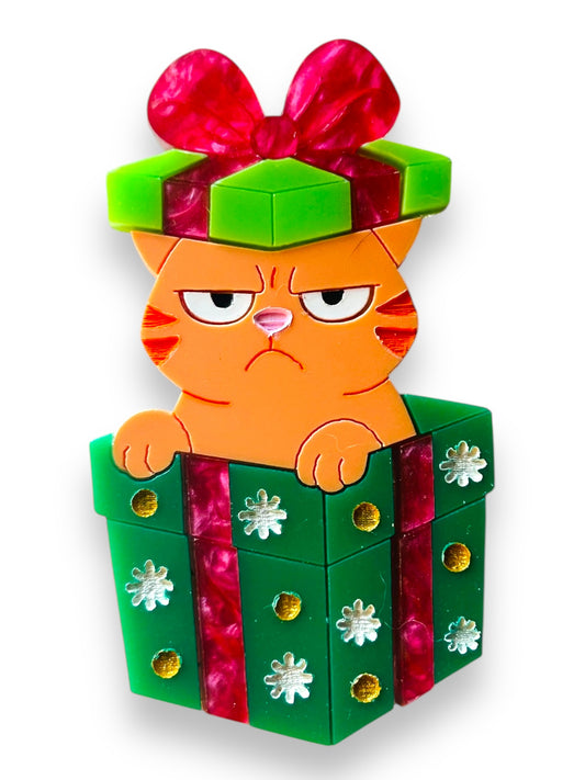 Meowy Christmas - Spilla Gatto dentro Scatola Regalo