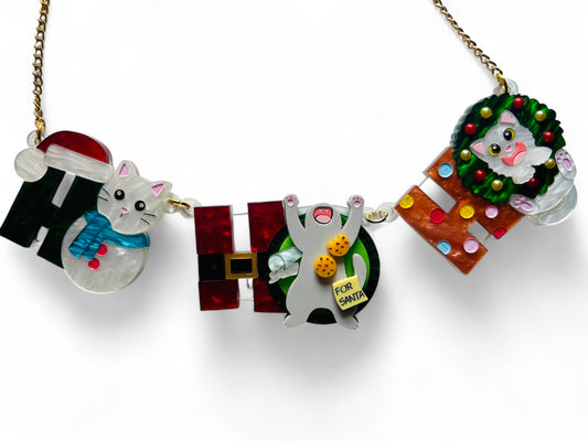 Meowy Christmas - Collana HO HO HO con Gatti