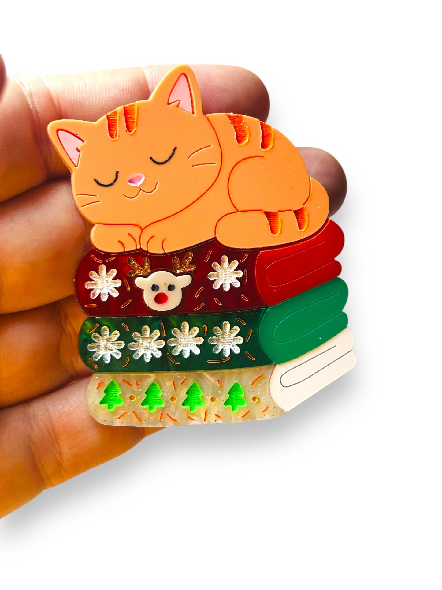 Meowy Christmas - Spilla Gatto sopra Maglioni Natalizi