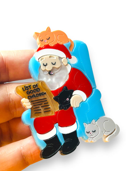 Meowy Christmas - Spilla Babbo Natale con Gattini