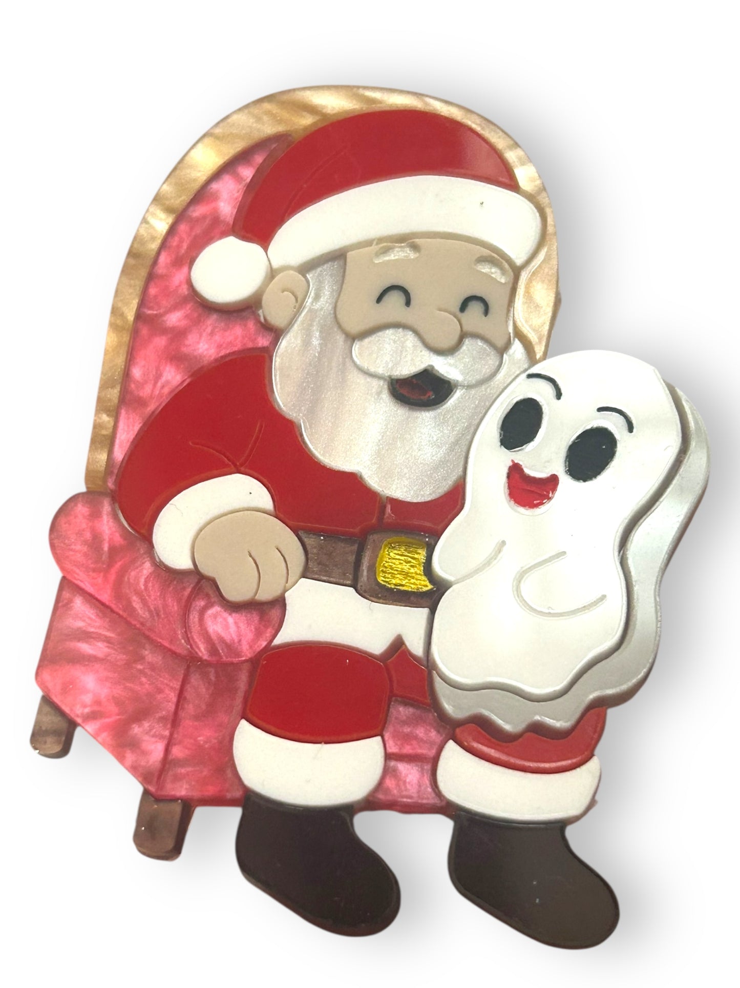 Spooky Christmas  - Spilla Fantasma con Babbo Natale