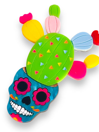Mexico Lindo Y Querido - Spilla Alebrije Cactus con Vaso Teschio