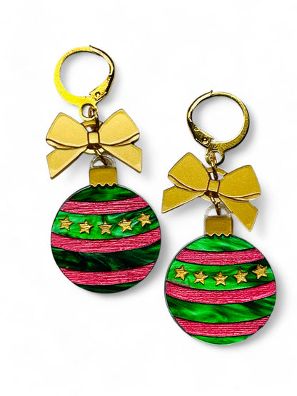 NEW! Orecchini "I PICCOLINI" - Palline Natalizie - Pallina Verde a Strisce