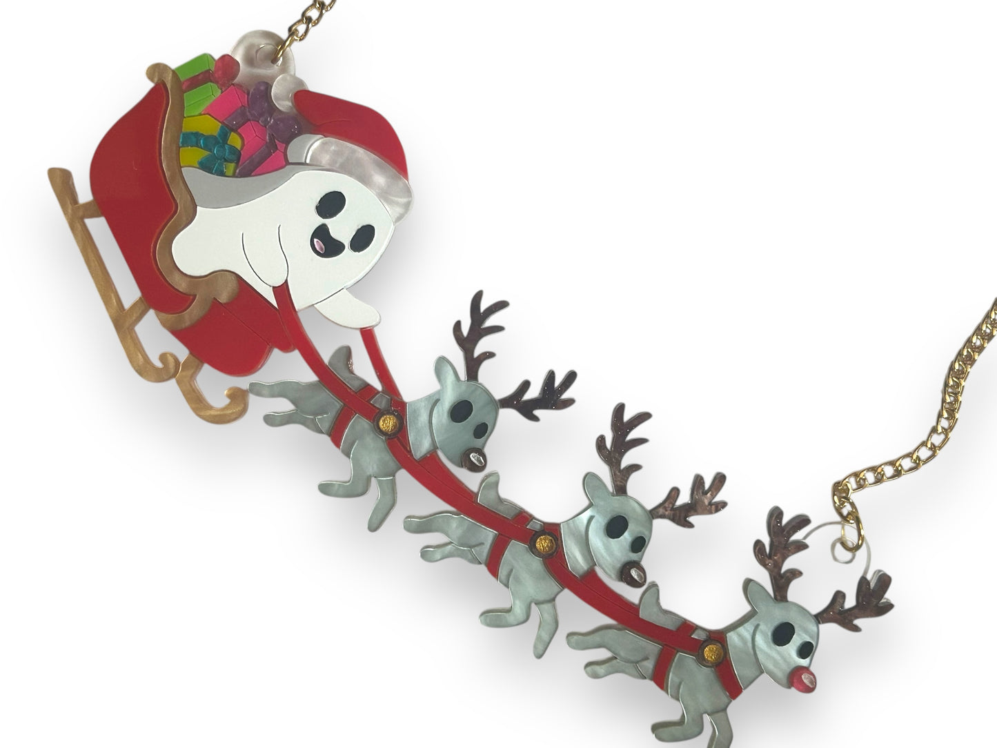 Spooky Christmas  - Collana Fantasma con Slitta e Renne