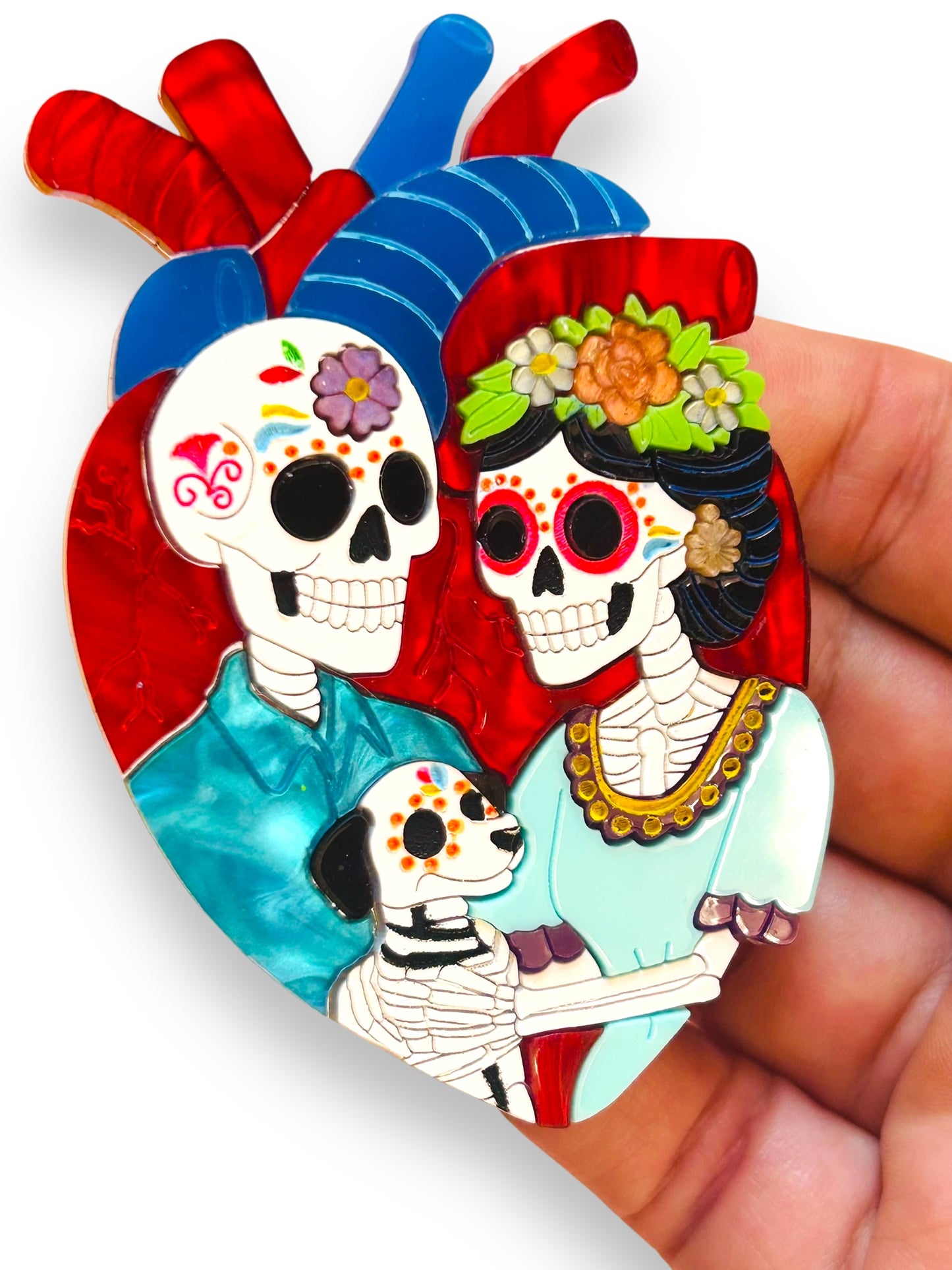 Mexico Lindo Y Querido - Spilla Cuore Anatomico Calaveras con Cane