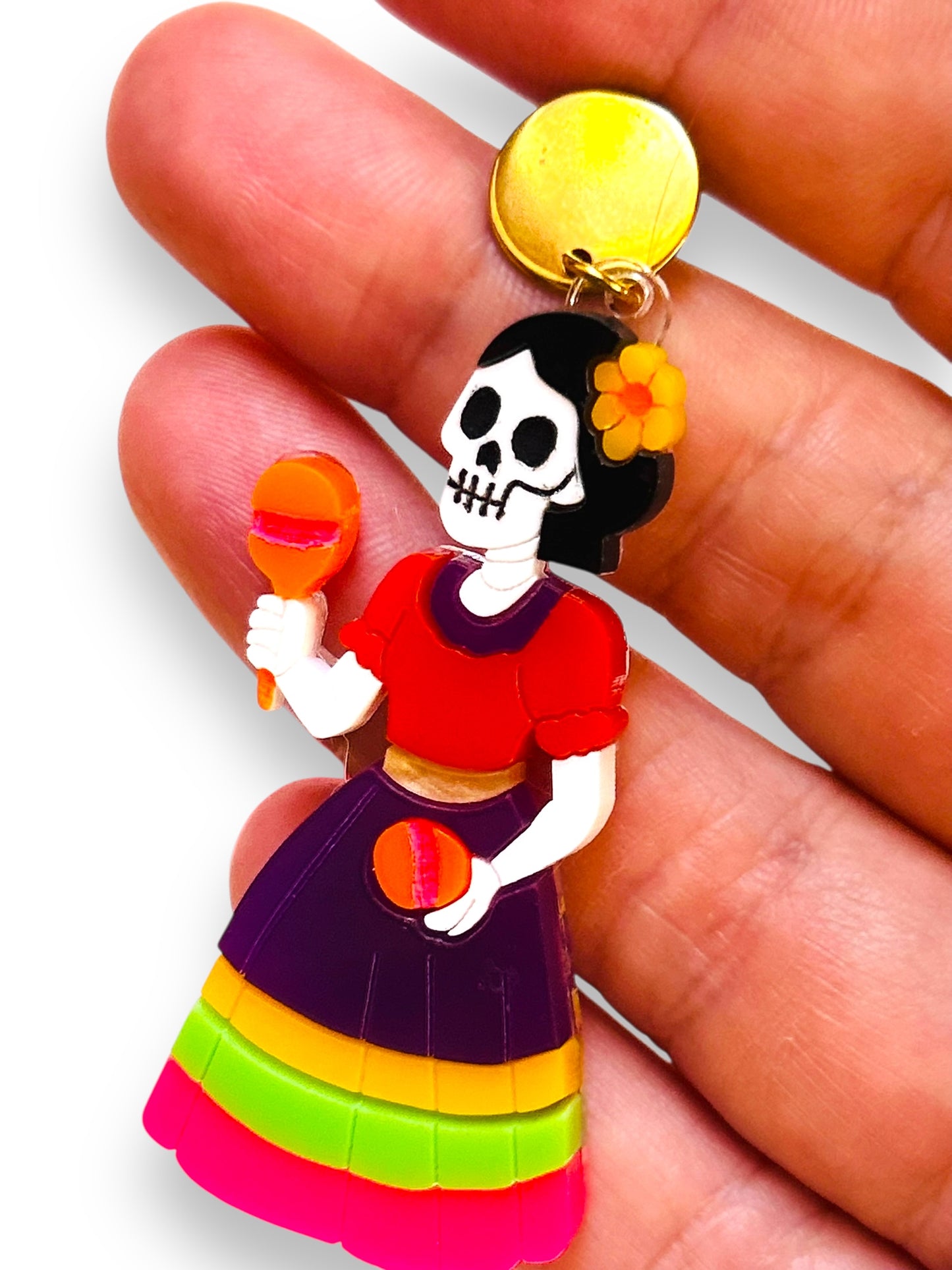 Mexico Lindo Y Querido - Orecchini Calavera con Maracas