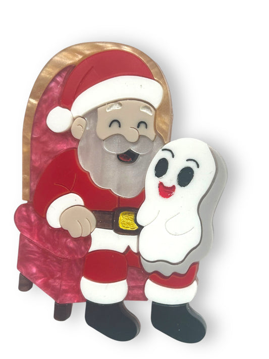 Spooky Christmas  - Spilla Fantasma con Babbo Natale