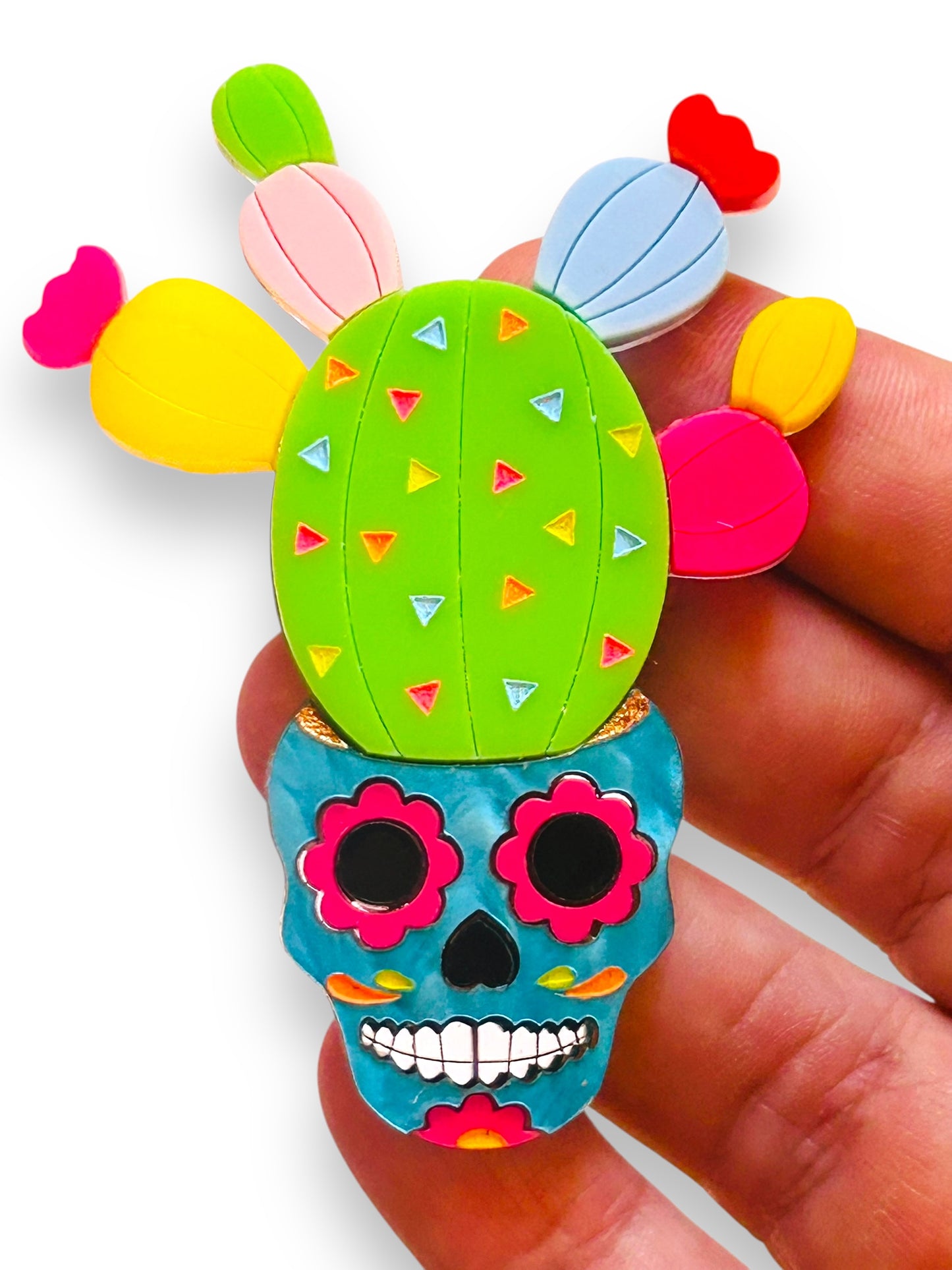 Mexico Lindo Y Querido - Spilla Alebrije Cactus con Vaso Teschio