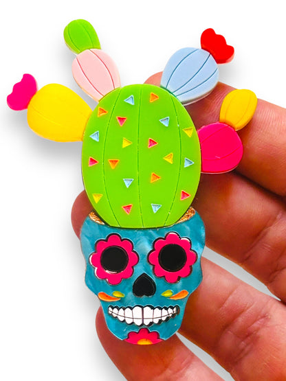 Mexico Lindo Y Querido - Spilla Alebrije Cactus con Vaso Teschio